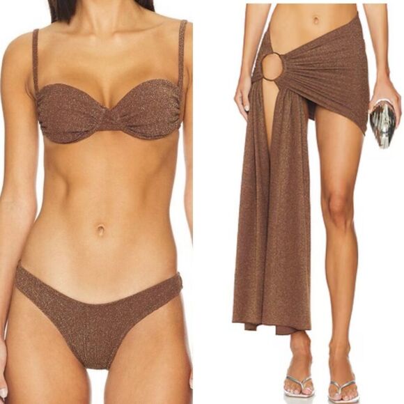 RARE Revolve 3 piece brown Bikini Set - Picture 3 of 12
